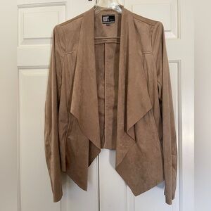 KUT Tayanita Crop Draped Y2K Women’s Jacket Faux Suede Granola Tan Size L